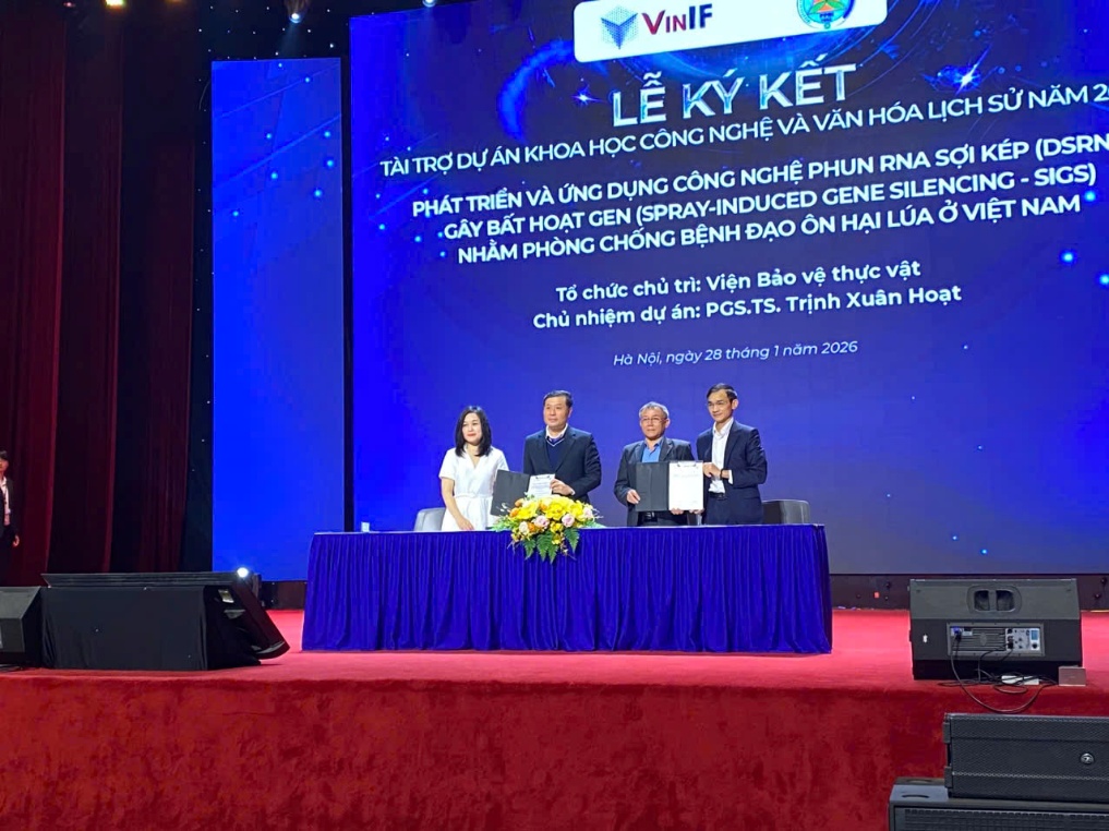 Viện Bảo vệ thực vật ký kết hợp đồng thực hiện dự án nghiên cứu đột phá cùng Quỹ VINIF